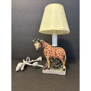 Vintage Giraffe Small Table Lamp Office, Home, Nursery Light w/shade Safari